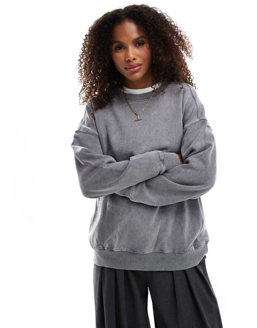 Pull & Bear - Oversize-Sweatshirt in verwaschenem Grau von Pull & Bear
