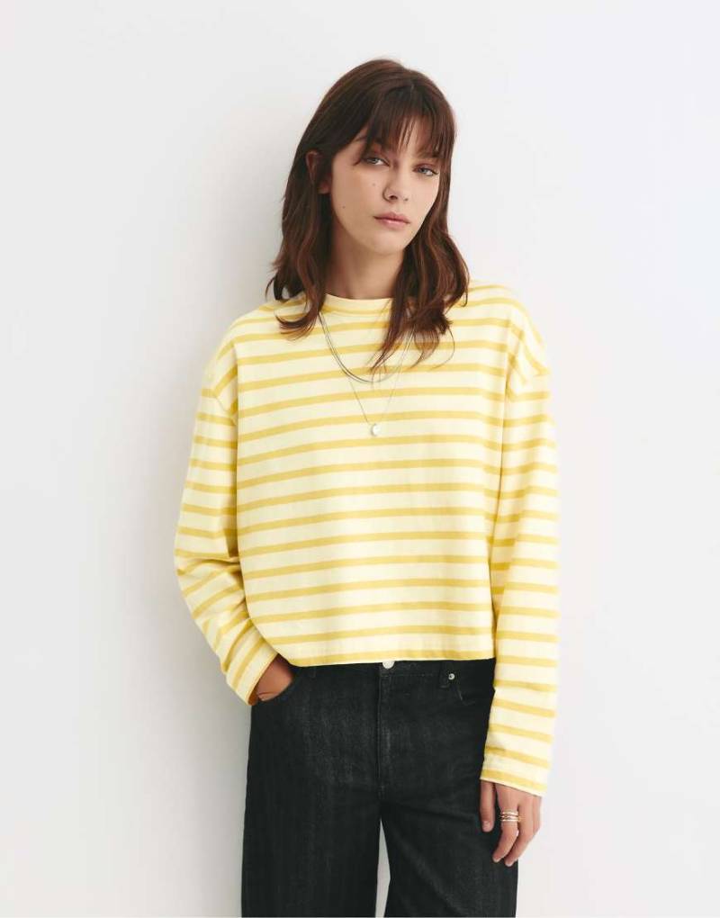Pull & Bear - Oversize-T-Shirt in Braun mit Streifen-Bunt von Pull & Bear