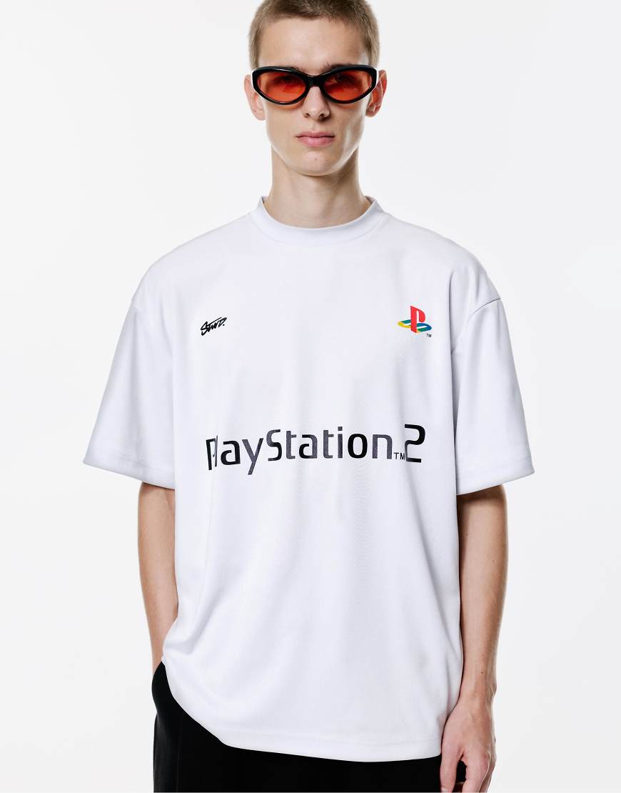 Pull & Bear - Playstation x STWD - T-Shirt aus Funktionsmaterial in Grau von Pull & Bear