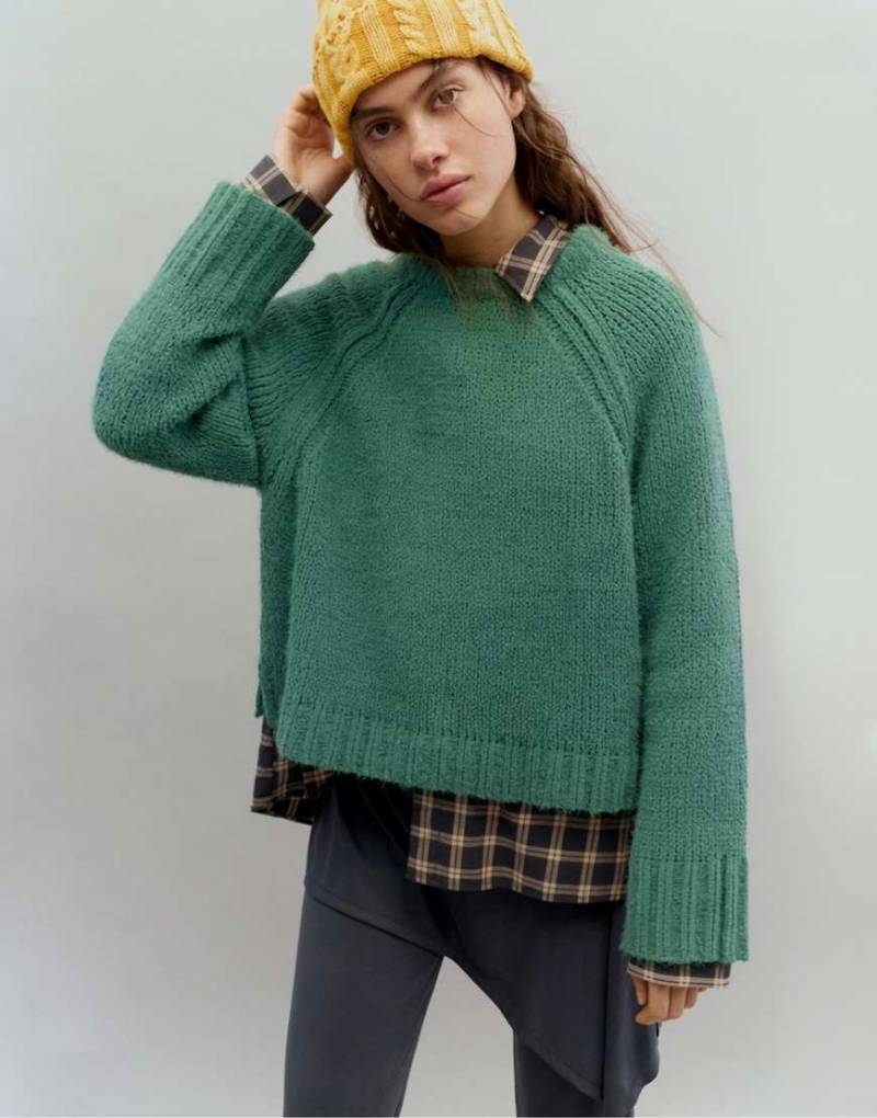 Pull & Bear - Pullover aus Chenille in Flaschengrün von Pull & Bear