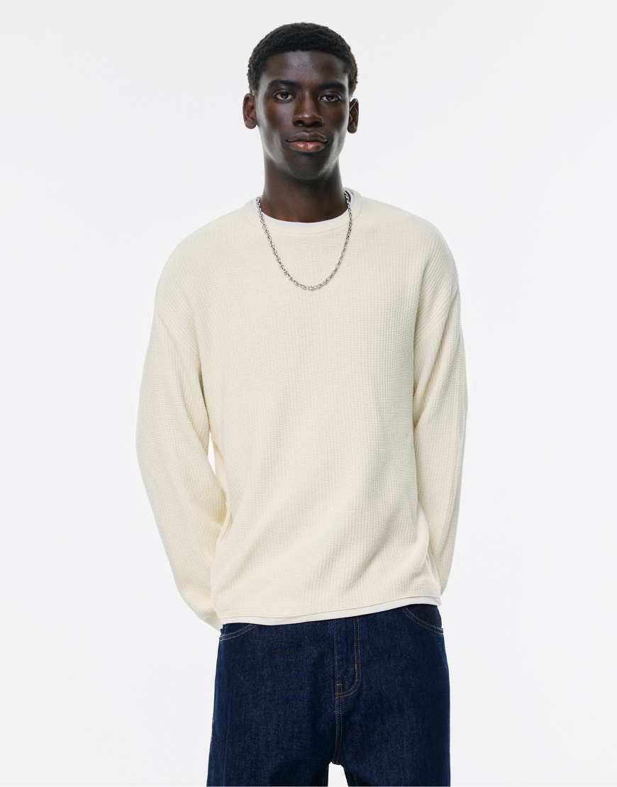Pull & Bear - Pullover in Wollweiß mit Rundhalsausschnitt von Pull & Bear