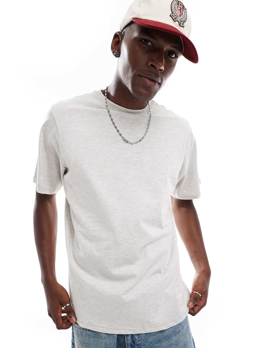 Pull & Bear - Regular Fit T-Shirt in meliertem Grau von Pull & Bear