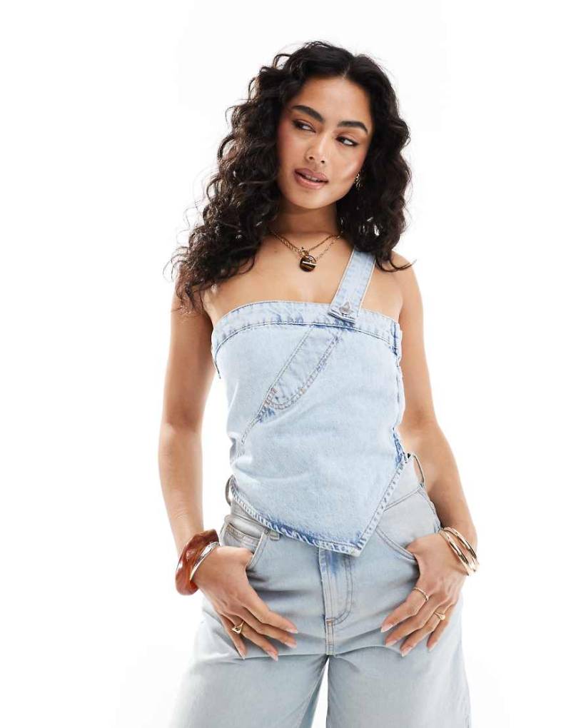 Pull & Bear - Reworked - Jeans-Oberteil in Hellblau von Pull & Bear