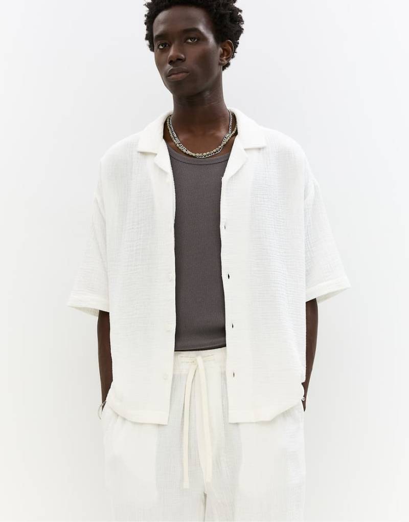 Pull & Bear - Rustic - Kurzärmliges Hemd in Wollweiß von Pull & Bear