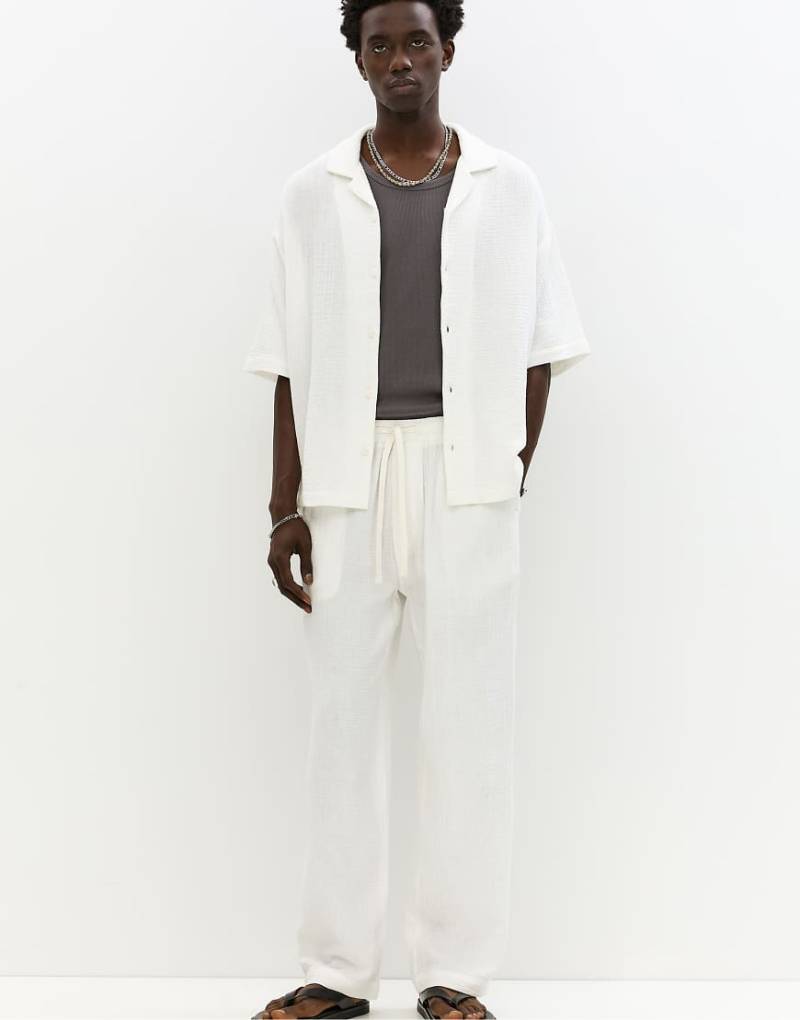 Pull & Bear - Rustikale Jogginghose in Wollweiß von Pull & Bear