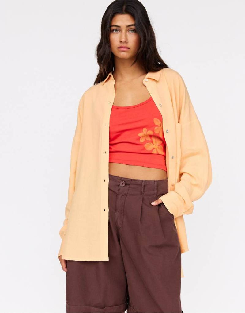 Pull & Bear - Rustikales Oversize-Hemd in Orange von Pull & Bear