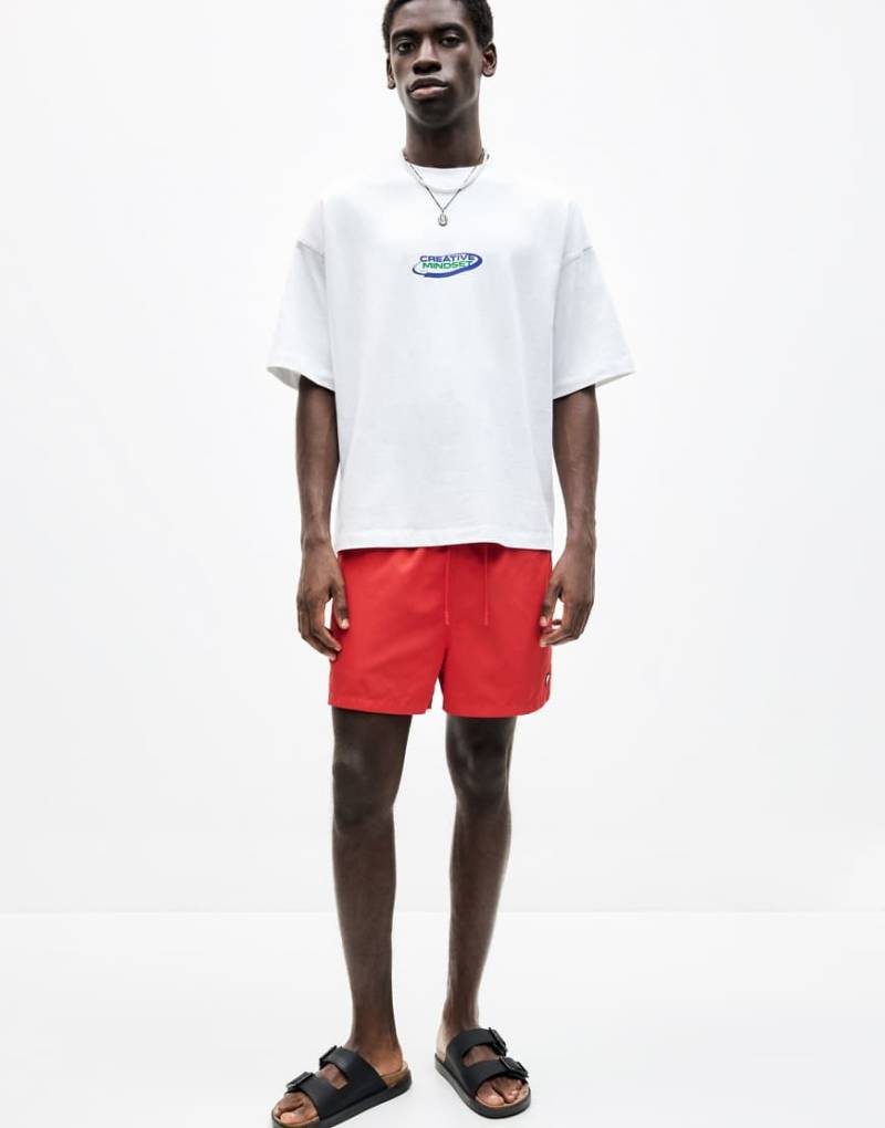 Pull & Bear - STWD - Badeshorts in Rot von Pull & Bear