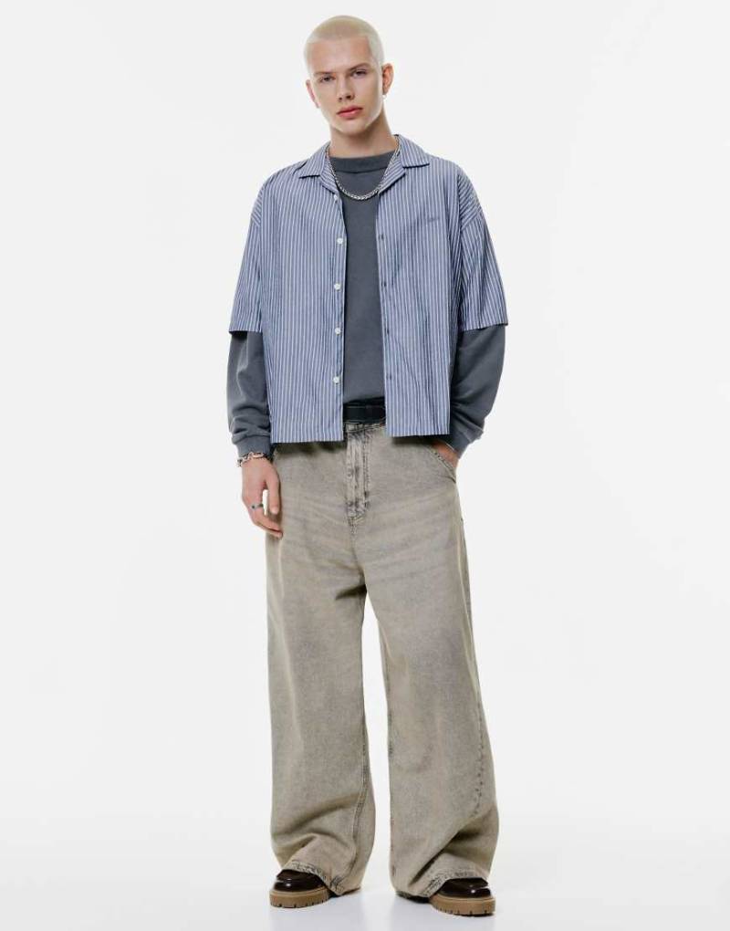 Pull & Bear - STWD - Gestreiftes Hemd in Dunkelblau von Pull & Bear