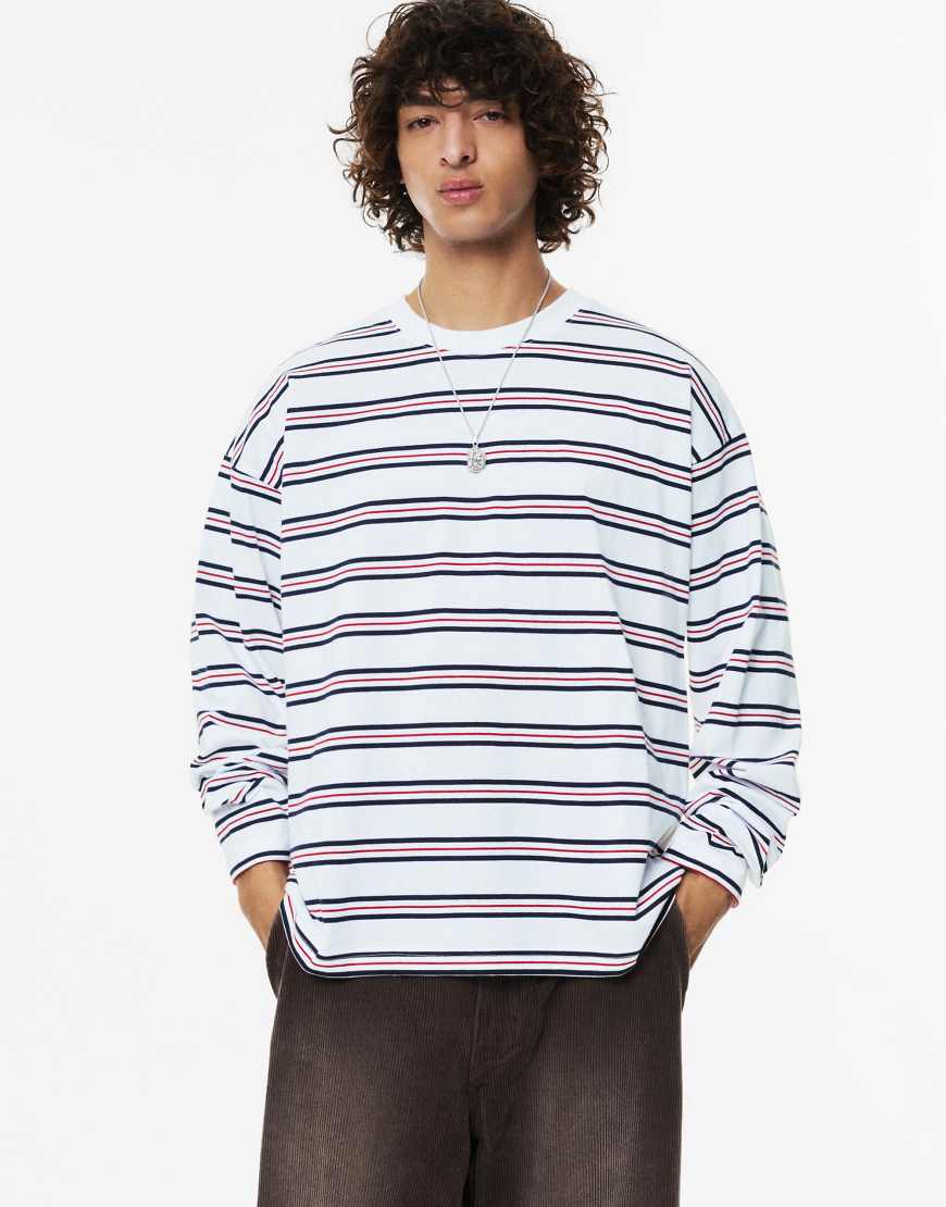 Pull & Bear - STWD - Gestreiftes T-Shirt in Weiß von Pull & Bear