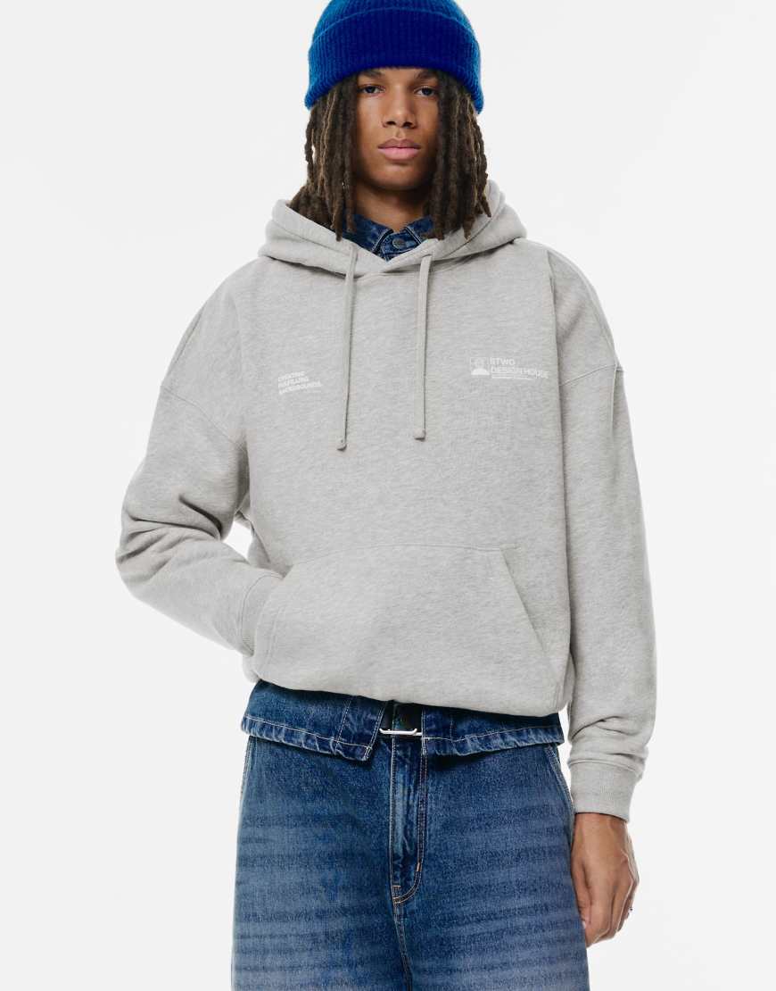 Pull & Bear - STWD - Kapuzenpullover in grau meliert von Pull & Bear