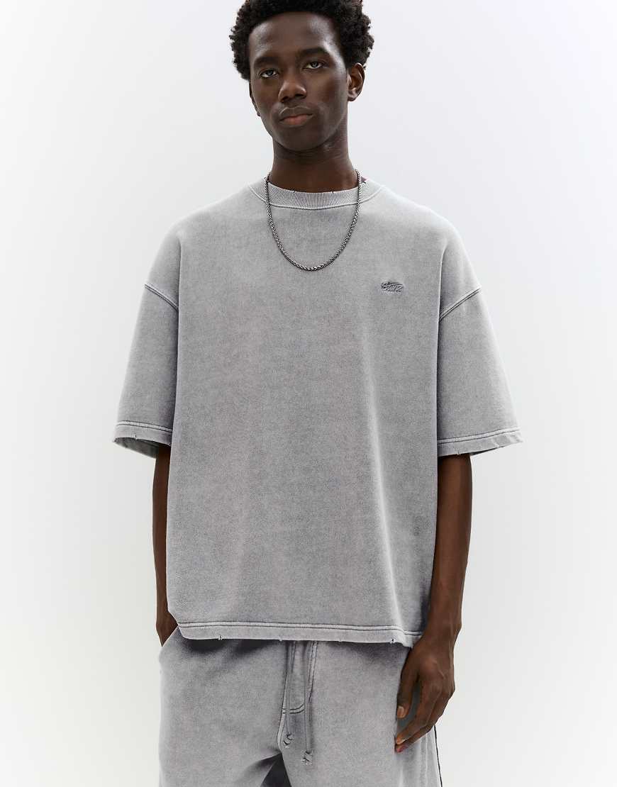 Pull & Bear - STWD - Kurzärmliges Sweatshirt in Grau von Pull & Bear