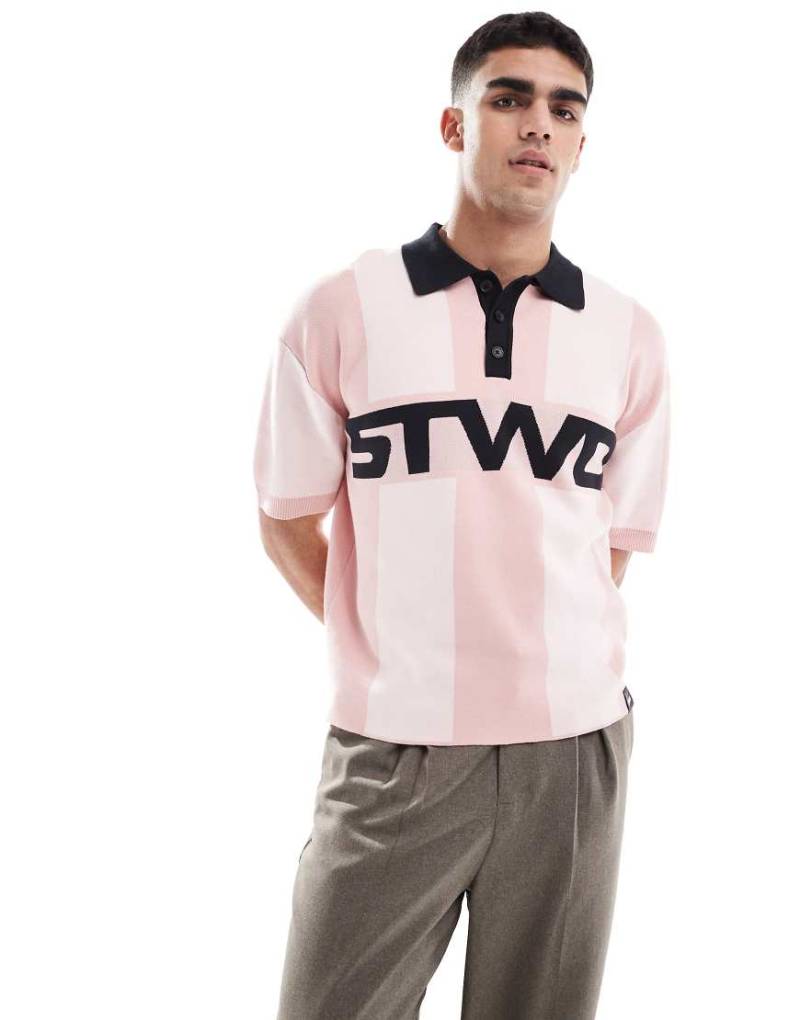 Pull & Bear - STWD - Retro-Polohemd aus Strick in Rosa von Pull & Bear