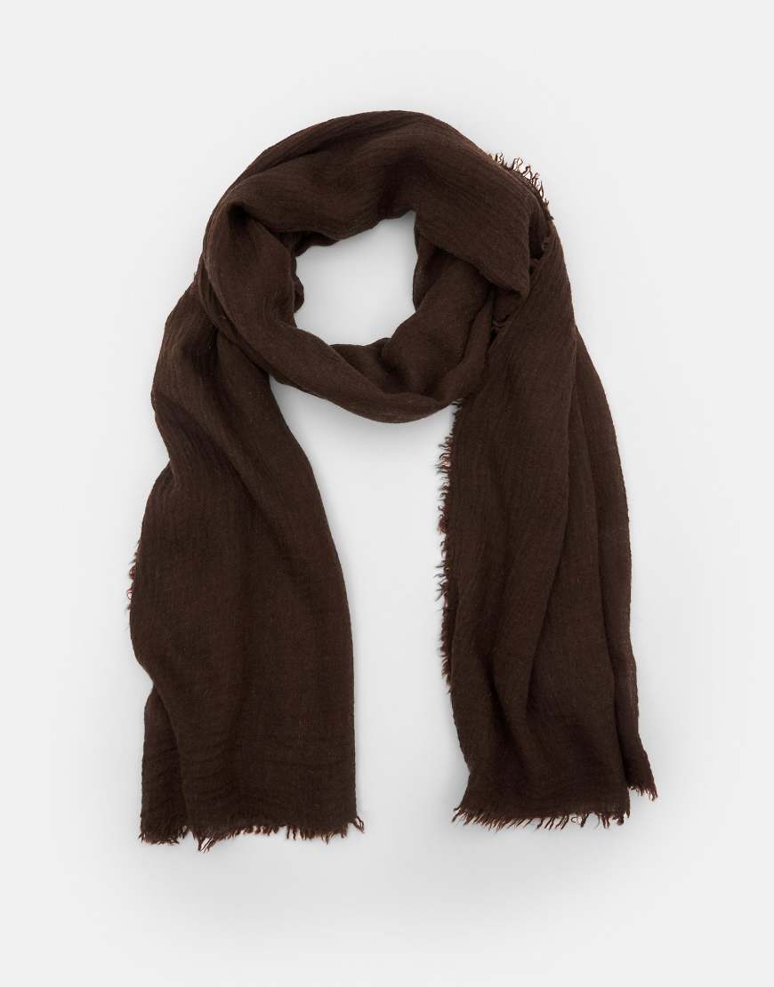 Pull & Bear - Schal aus Chiffon in Schokobraun-Bunt von Pull & Bear