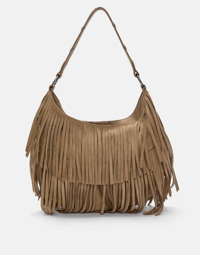 Pull & Bear - Schultertasche in Braun mit Fransen von Pull & Bear