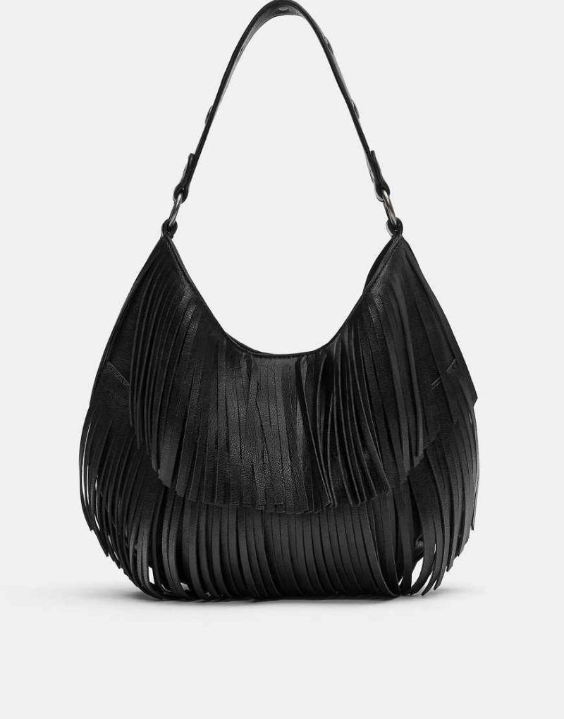 Pull & Bear - Schultertasche in Schwarz mit Fransen von Pull & Bear