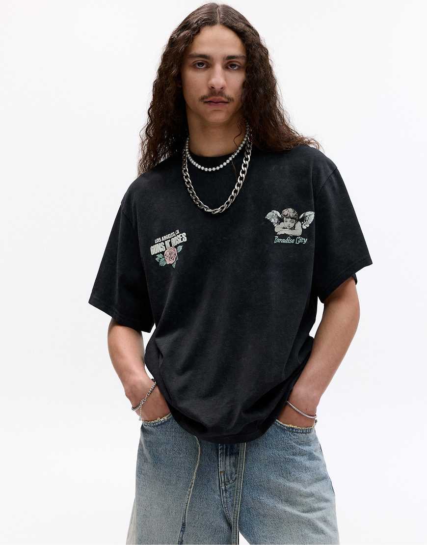 Pull & Bear - Schwarzes Guns-N'-Roses-T-Shirt von Pull & Bear
