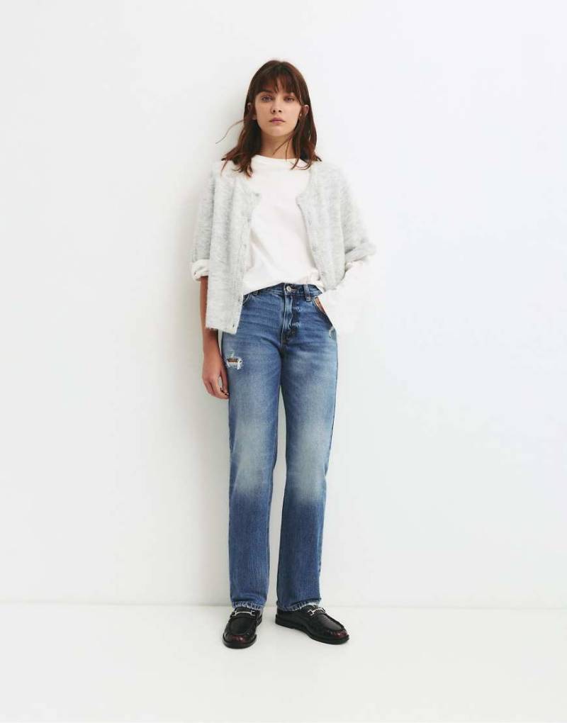 Pull & Bear - Slim-Fit-Jeans in Mittelblau mit mittelhohem Bund Pull & Bear - Slim-Fit-Jeans in Mittelblau mit mittelhohem Bund von Pull & Bear