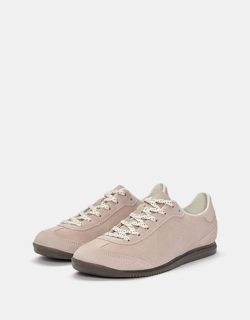 Pull & Bear - Split - Sneaker aus Wildleder in Rosa-Neutral von Pull & Bear