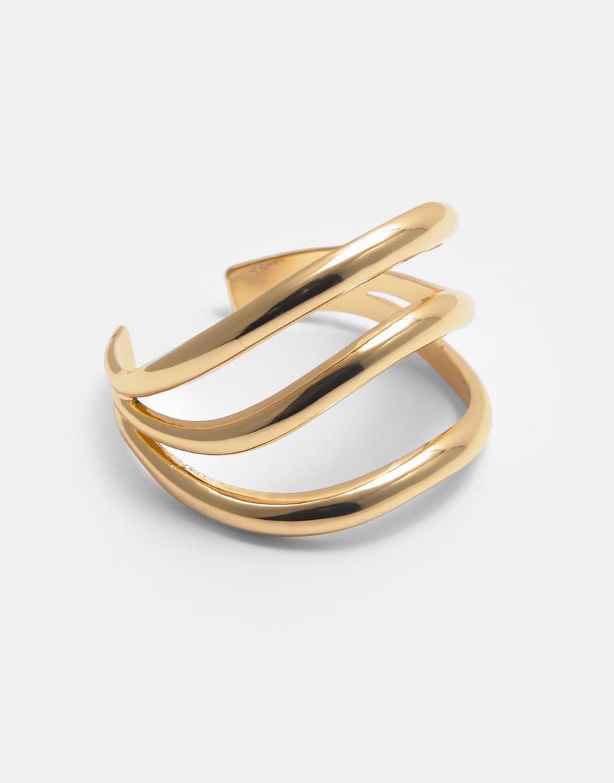 Pull & Bear - Starrer Armreif in Gold-Optik mit dreiteiligem Design-Goldfarben Pull & Bear - Starrer Armreif in Gold-Optik mit dreiteiligem Design-Goldfarben von Pull & Bear
