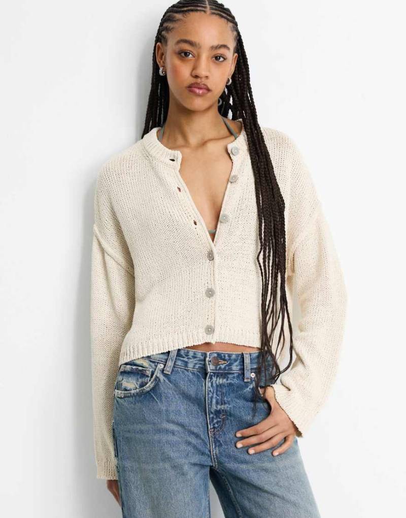 Pull & Bear - Strickjacke in Sand-Neutral von Pull & Bear