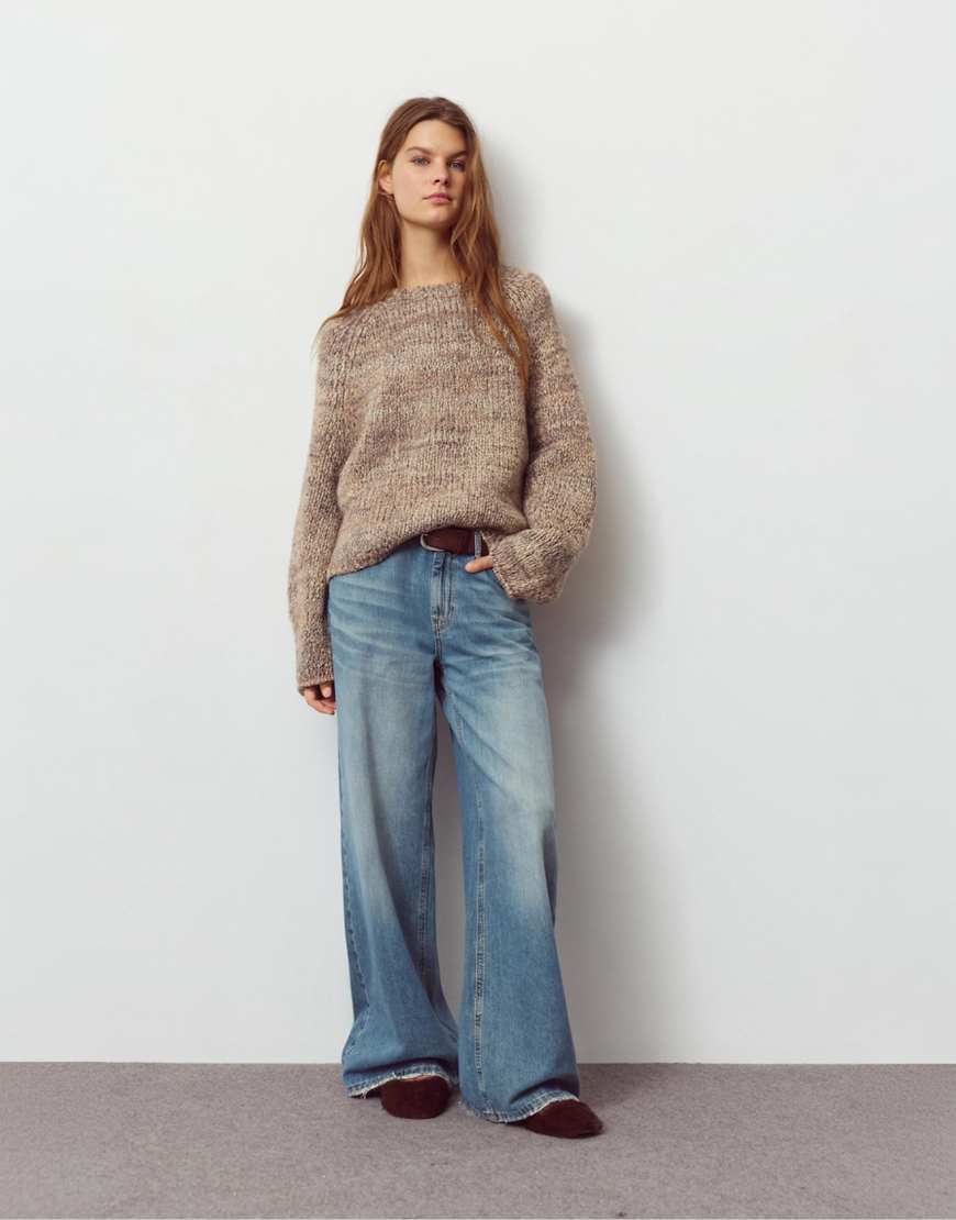 Pull & Bear - Strickpullover aus gezwirntem Garn in Ocker-Brown von Pull & Bear