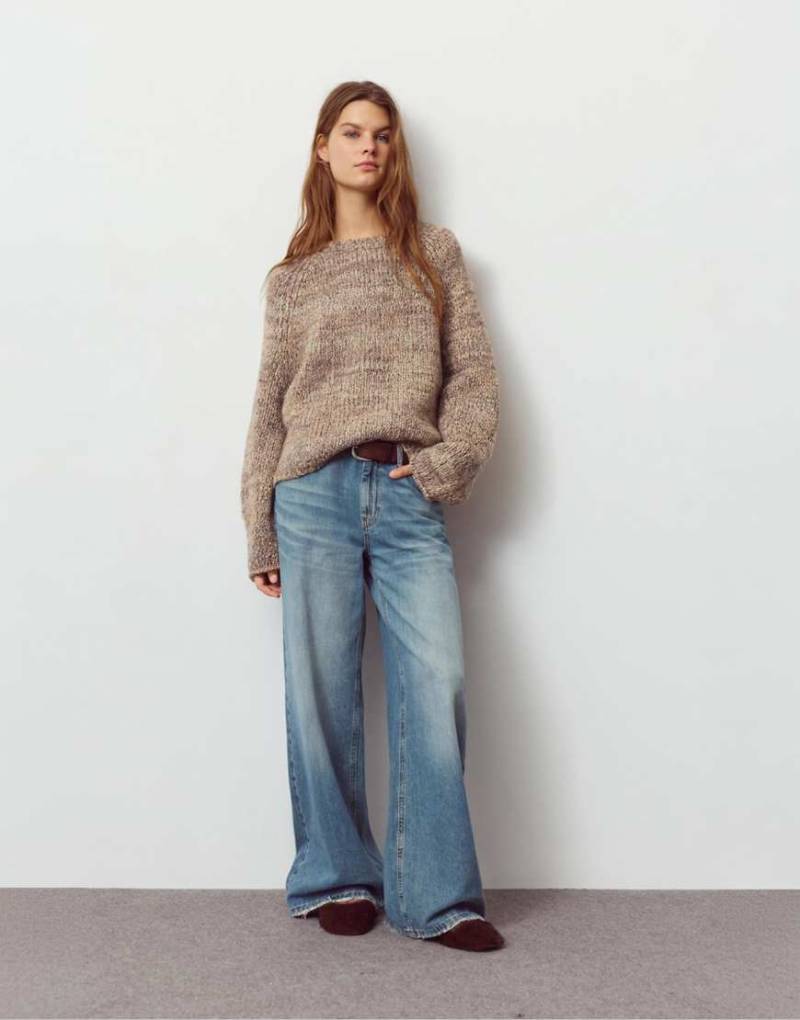 Pull & Bear - Strickpullover aus gezwirntem Garn in Ocker-Brown von Pull & Bear