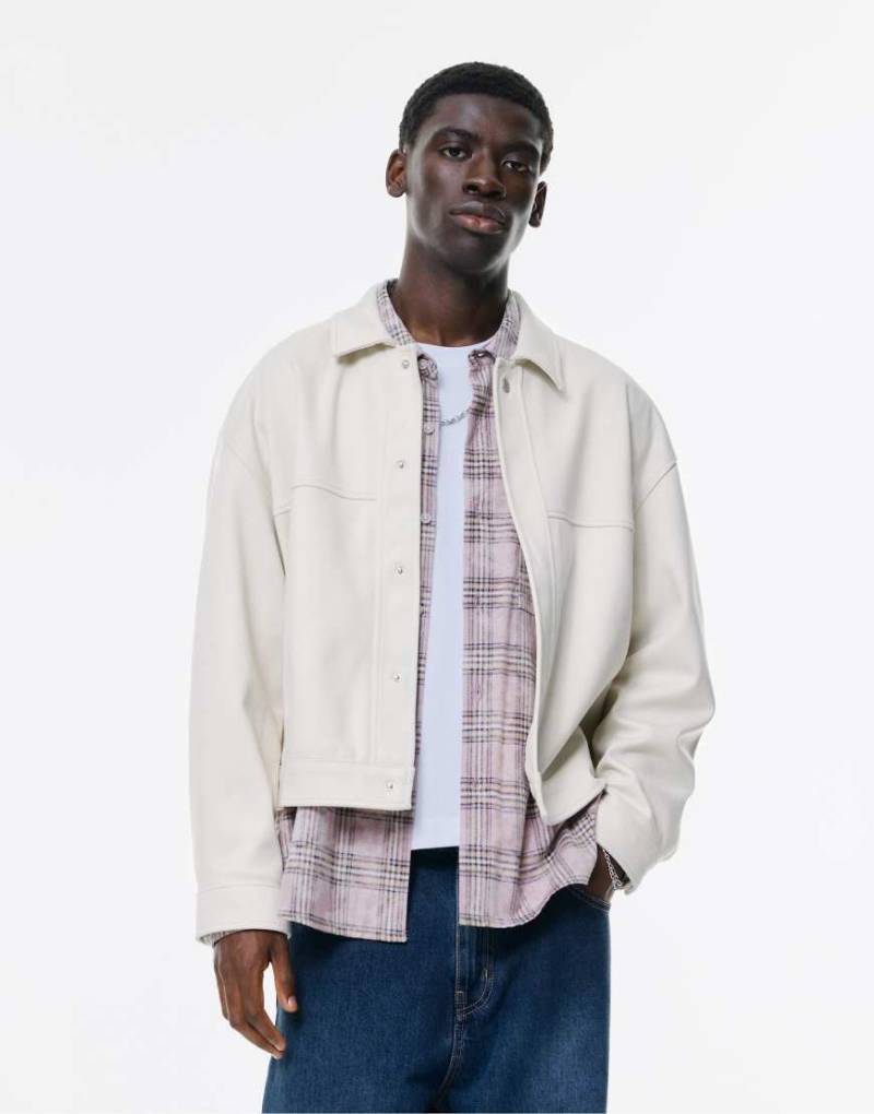 Pull & Bear - Strukturierte Jacke in Beige-Neutral von Pull & Bear