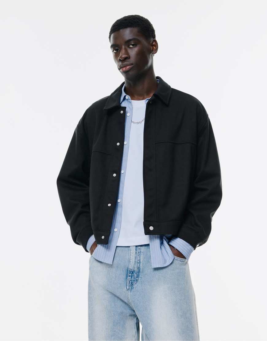 Pull & Bear - Strukturierte Jacke in Schwarz von Pull & Bear