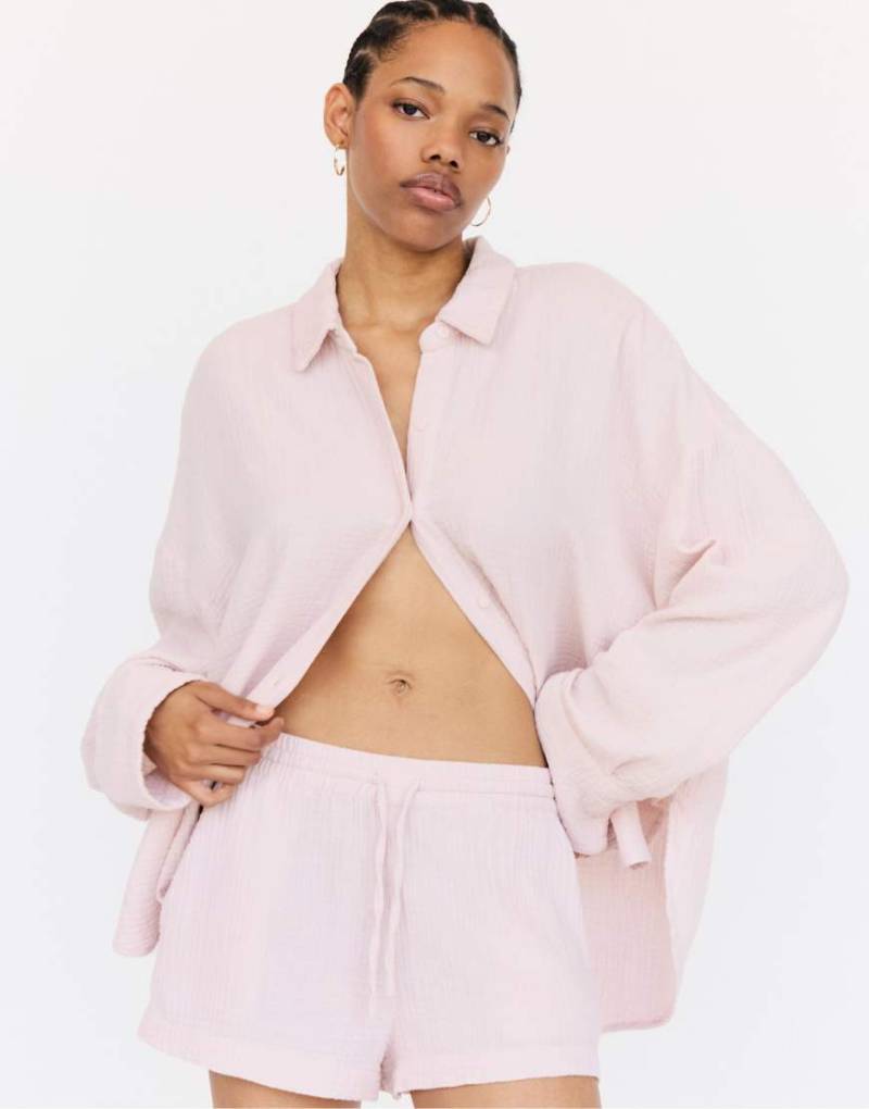 Pull & Bear - Strukturierte Oversize-Shorts in Rosa von Pull & Bear