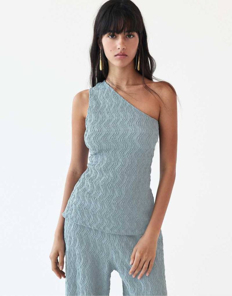 Pull & Bear - Strukturiertes, asymmetrisches Oberteil in Graublau von Pull & Bear