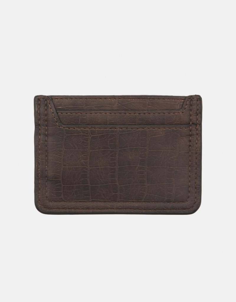 Pull & Bear - Strukturiertes Kartenetui in Braun mit Leder-Optik von Pull & Bear