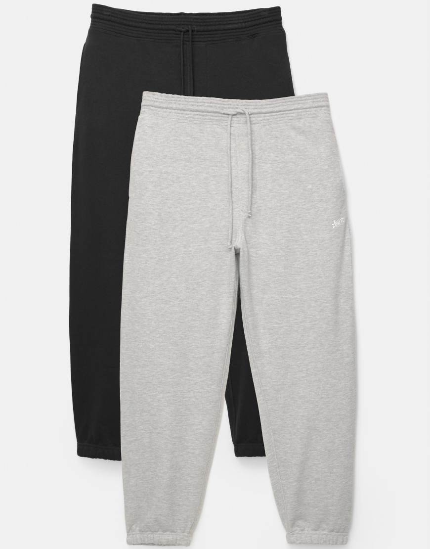 Pull & Bear - Stwd - 2er-Pack Hosen in grau meliert von Pull & Bear