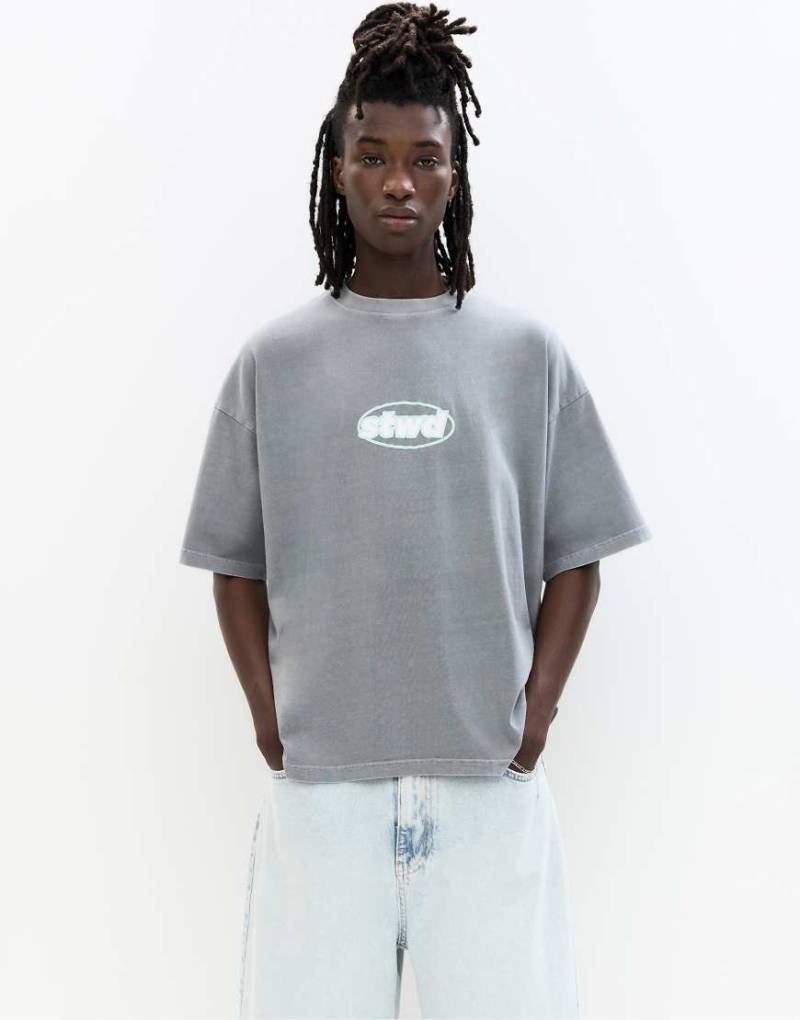 Pull & Bear - Stwd - Verwaschenes T-Shirt in Grau von Pull & Bear