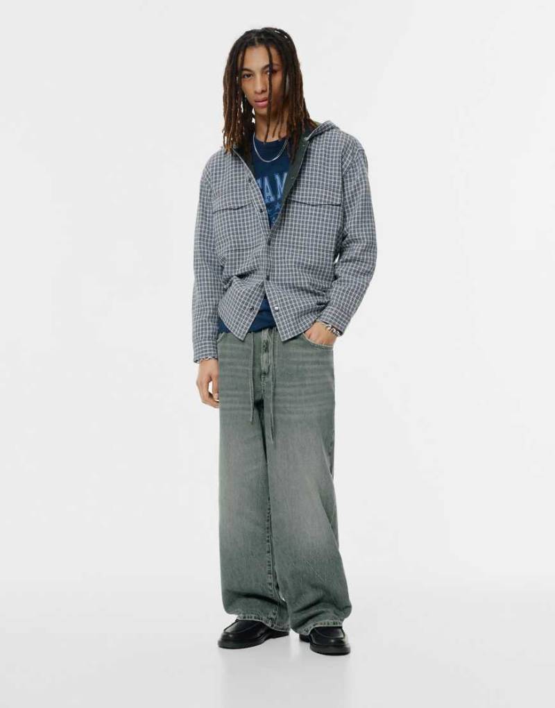 Pull & Bear - Superweite Jeans in Lavendel-Blau mit elastischem Taillenbund von Pull & Bear