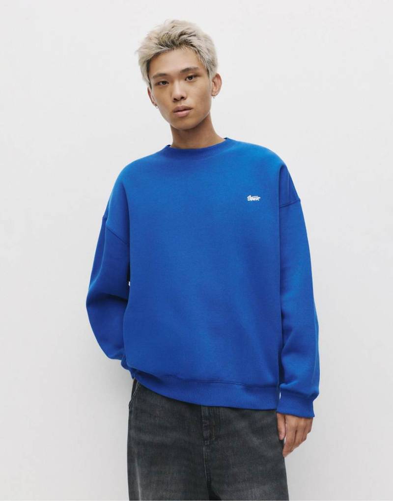 Pull & Bear - Sweatshirt in Dunkelblau mit Rundhalsausschnitt und „STWD"-Print von Pull & Bear
