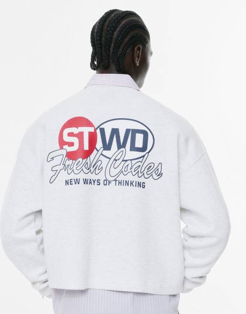 Pull & Bear - Sweatshirt in Grau mit „STWD"- und „Fresh Codes"-Prints von Pull & Bear
