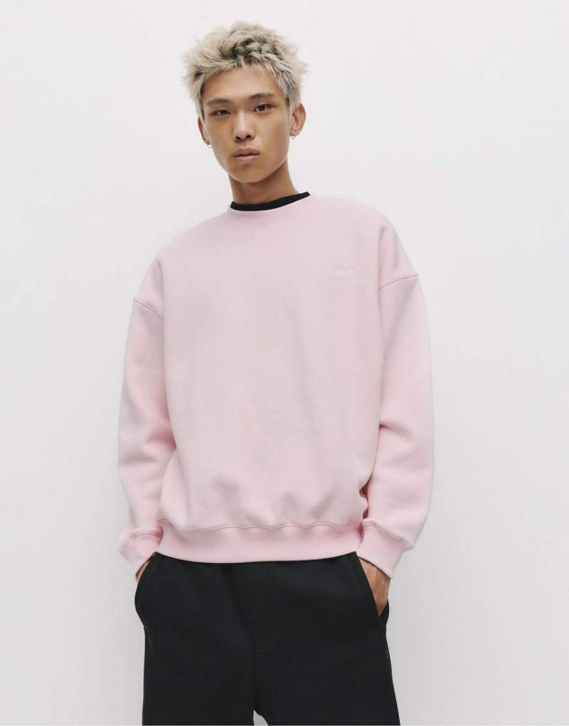 Pull & Bear - Sweatshirt in Rosa mit Rundhalsausschnitt und „STWD"-Print von Pull & Bear