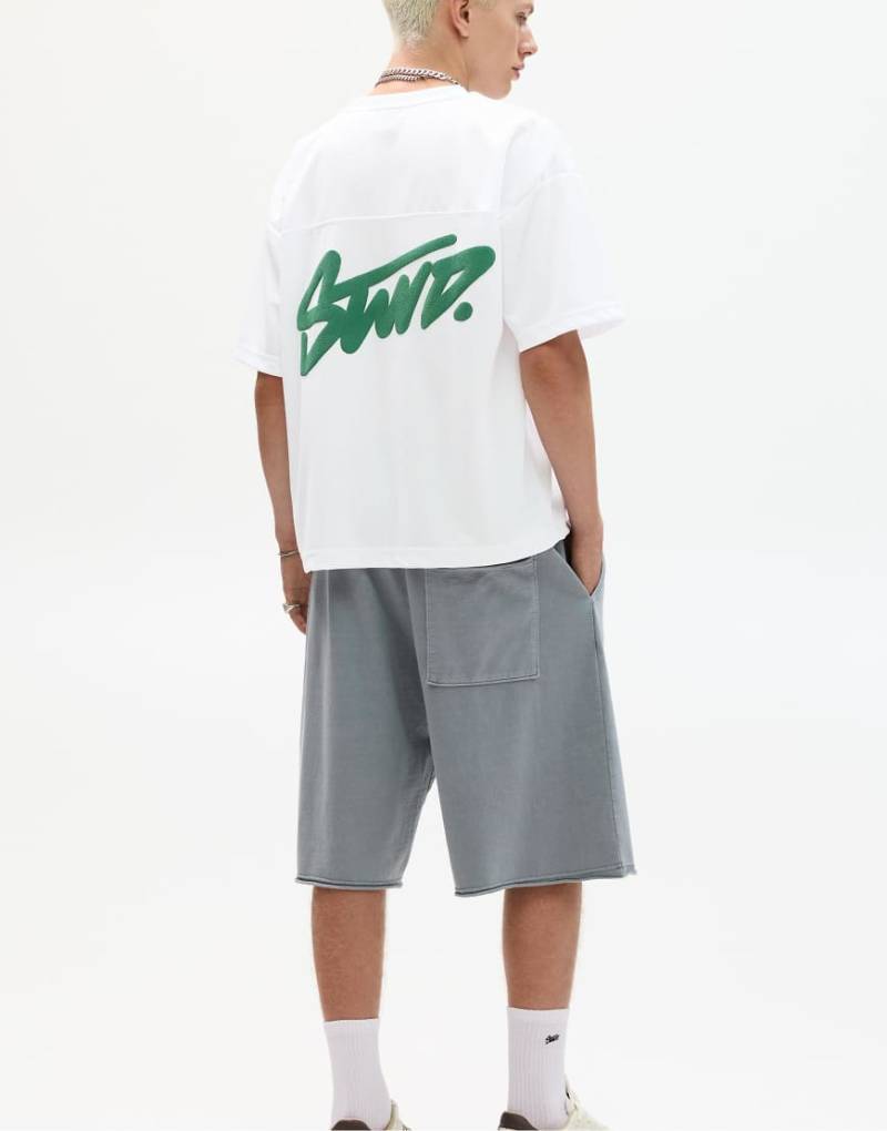 Pull & Bear - T-Shirt aus Netzstoff in Weiß mit „STWD"-Print von Pull & Bear