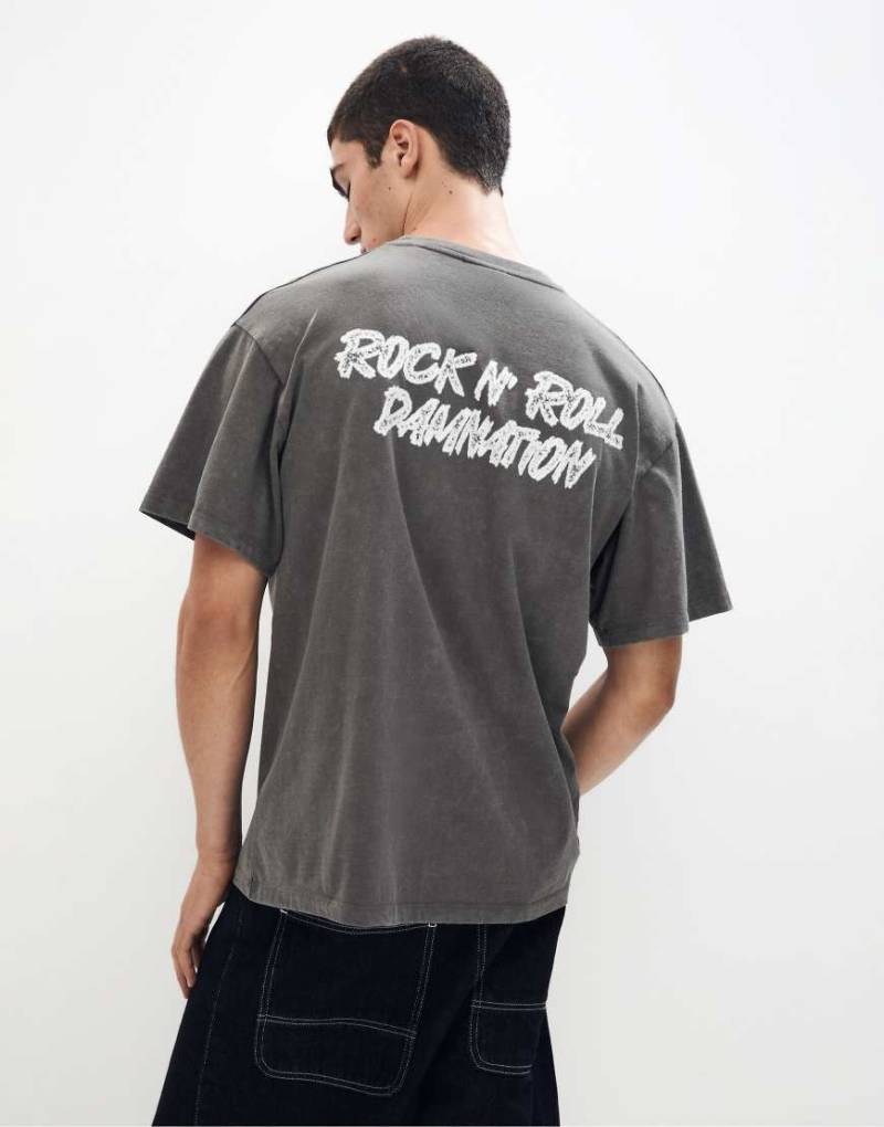 Pull & Bear - T-Shirt in Grau mit „AC/DC"-Print von Pull & Bear