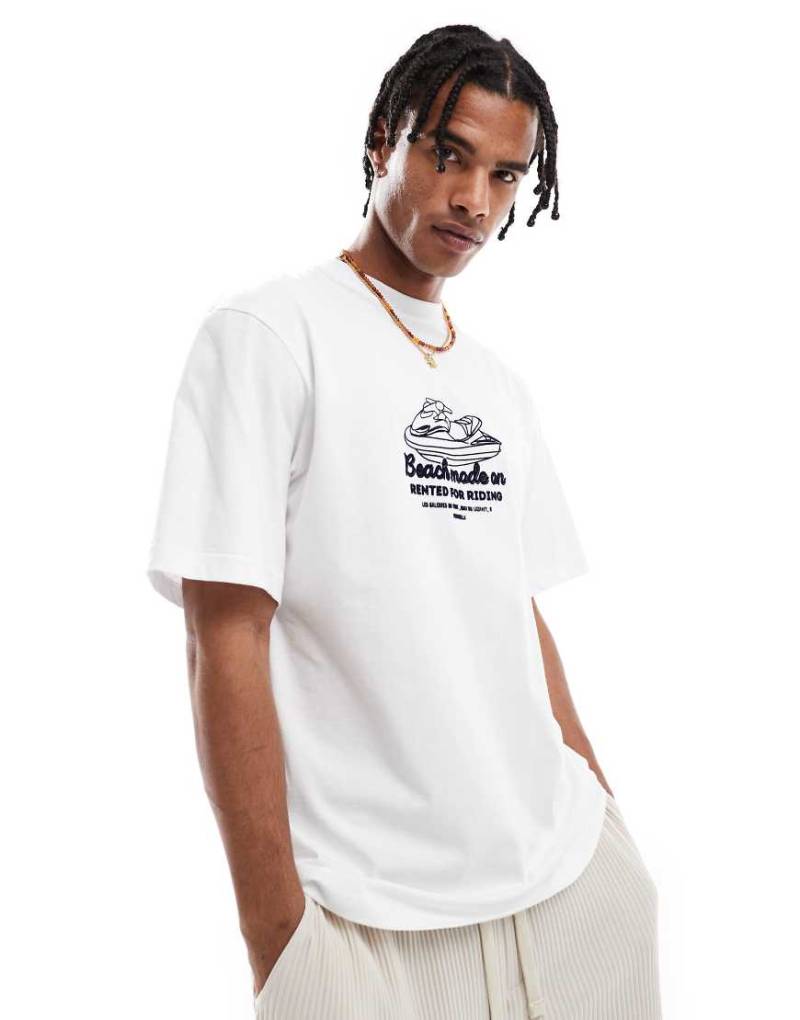 Pull & Bear - T-Shirt in Weiß mit „Beach Mode"-Print von Pull & Bear