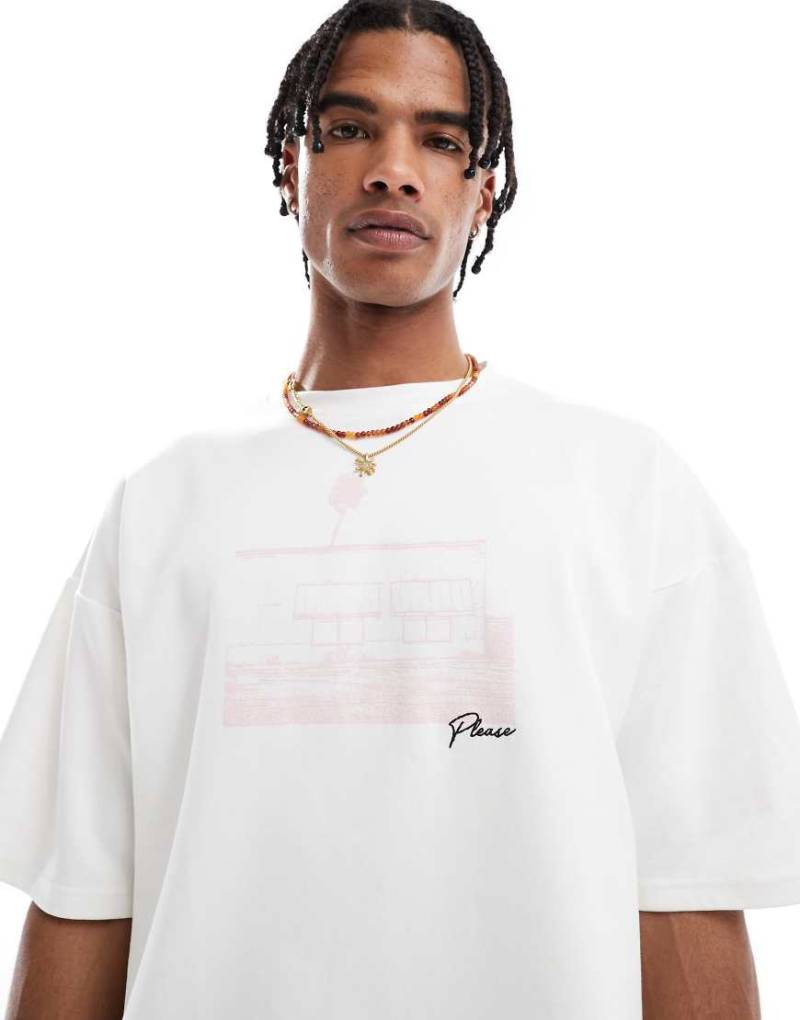 Pull & Bear - T-Shirt in Weiß mit „LA"-Street-Print von Pull & Bear