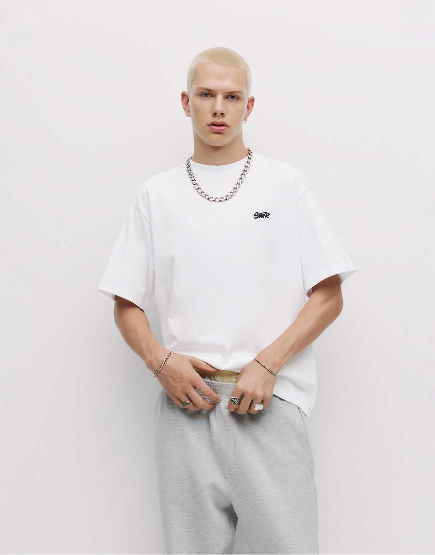 Pull & Bear - T-Shirt in Weiß mit „STWD"-Logo von Pull & Bear