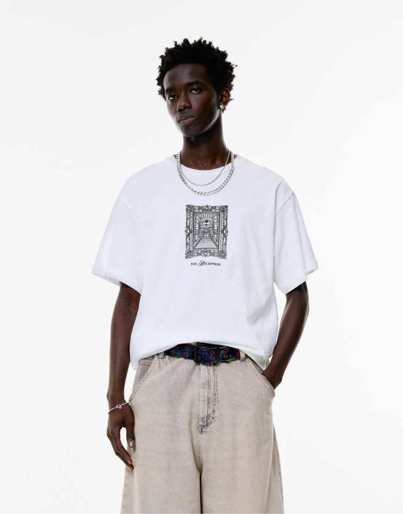 Pull & Bear - T-Shirt in Weiß mit „The Reception"-Print von Pull & Bear