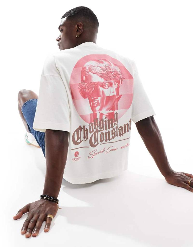 Pull & Bear - T-Shirt in Weiß mit Rückenprint von Pull & Bear