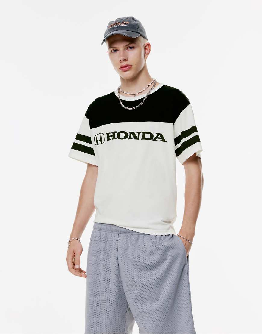 Pull & Bear - T-Shirt in Wollweiß mit „Honda"-Print von Pull & Bear