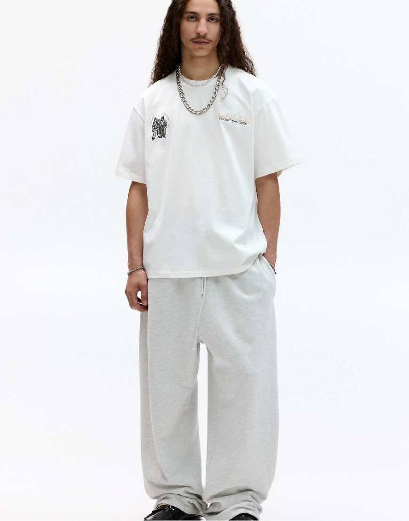 Pull & Bear - T-Shirt in Wollweiß mit „Van Gogh"-Print von Pull & Bear