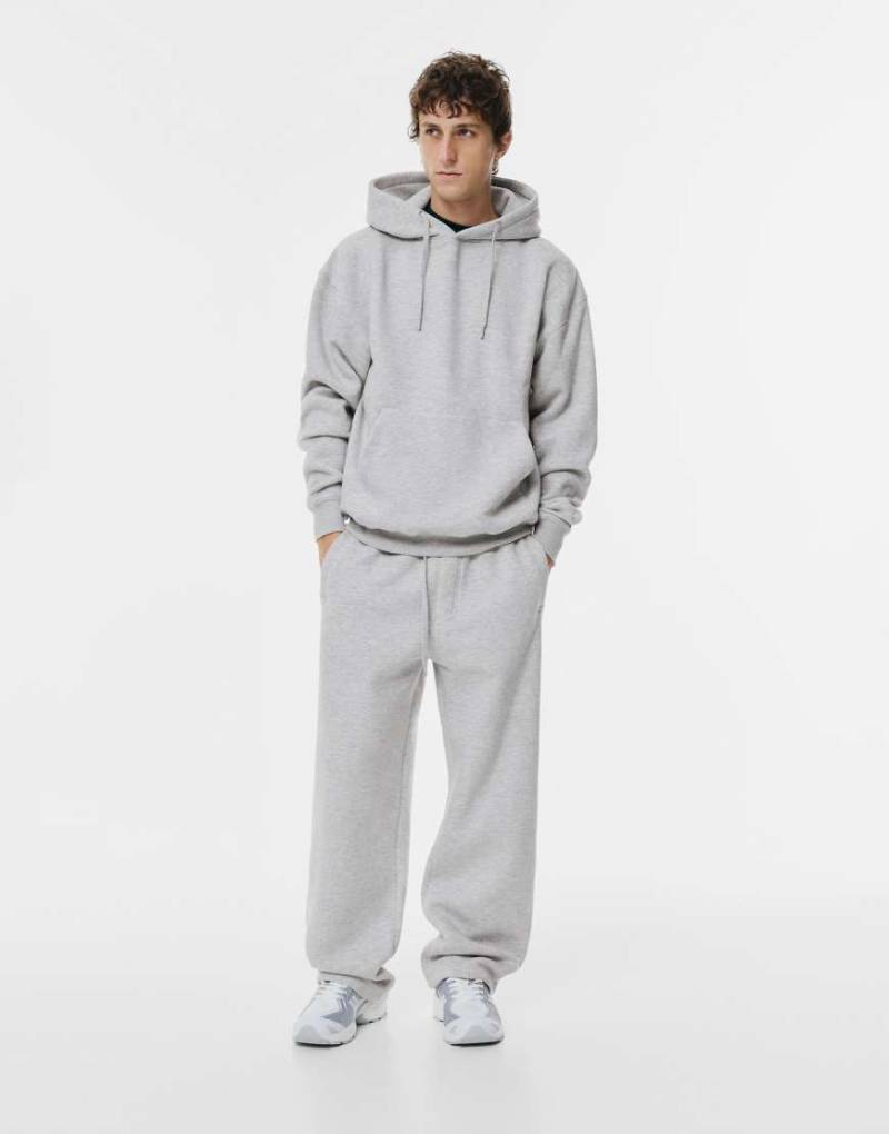 Pull & Bear - Trainingsanzug in Grau meliert mit Sweatshirt mit Kapuze und Hose von Pull & Bear