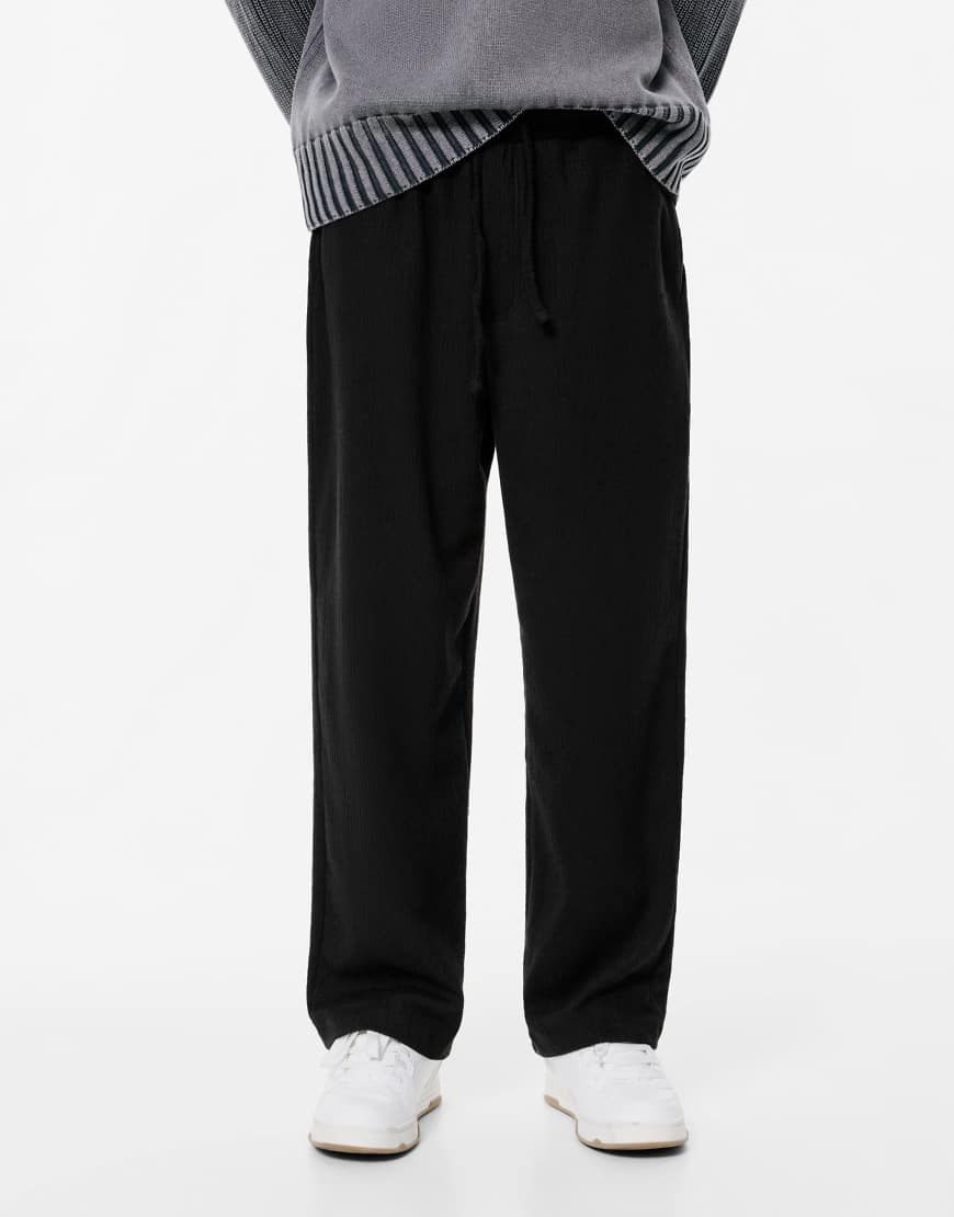 Pull & Bear - Trainingshose aus Chenille in Schwarz von Pull & Bear