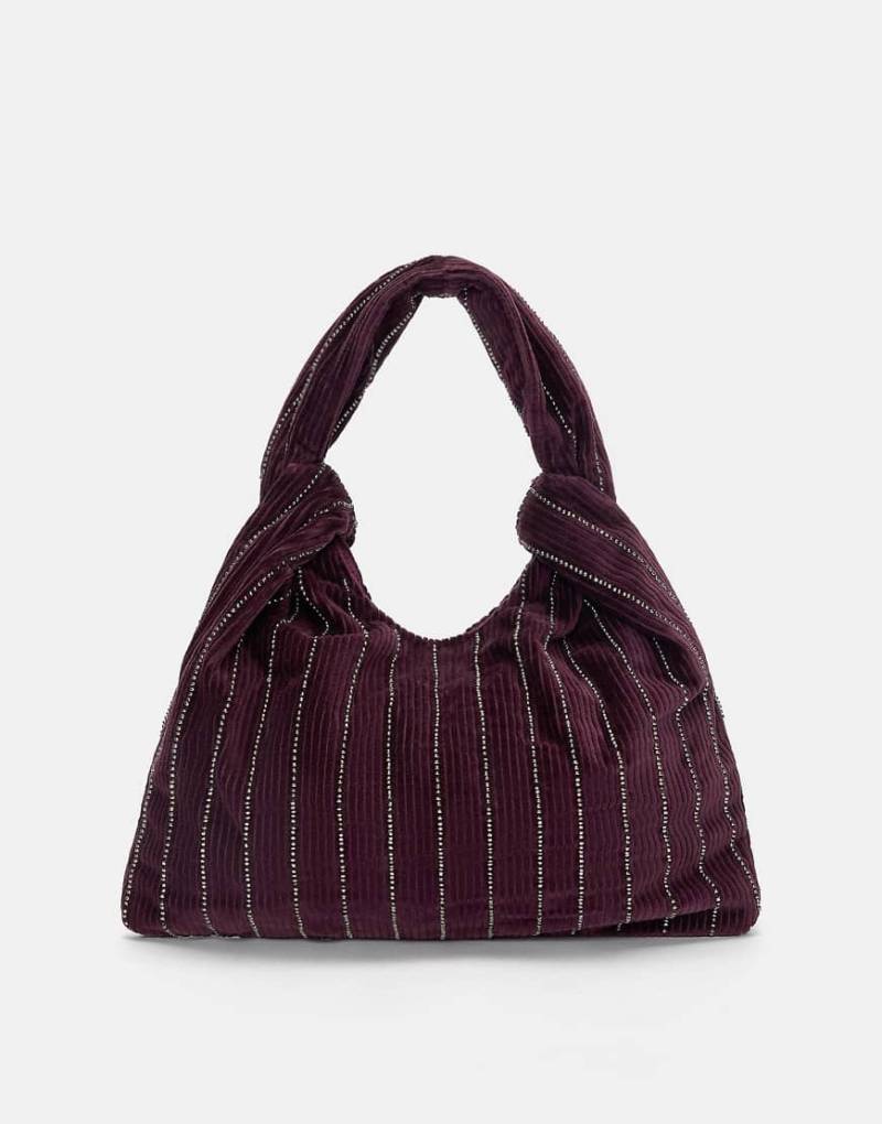 Pull & Bear - Verzierte Schultasche in Burgunderrot von Pull & Bear