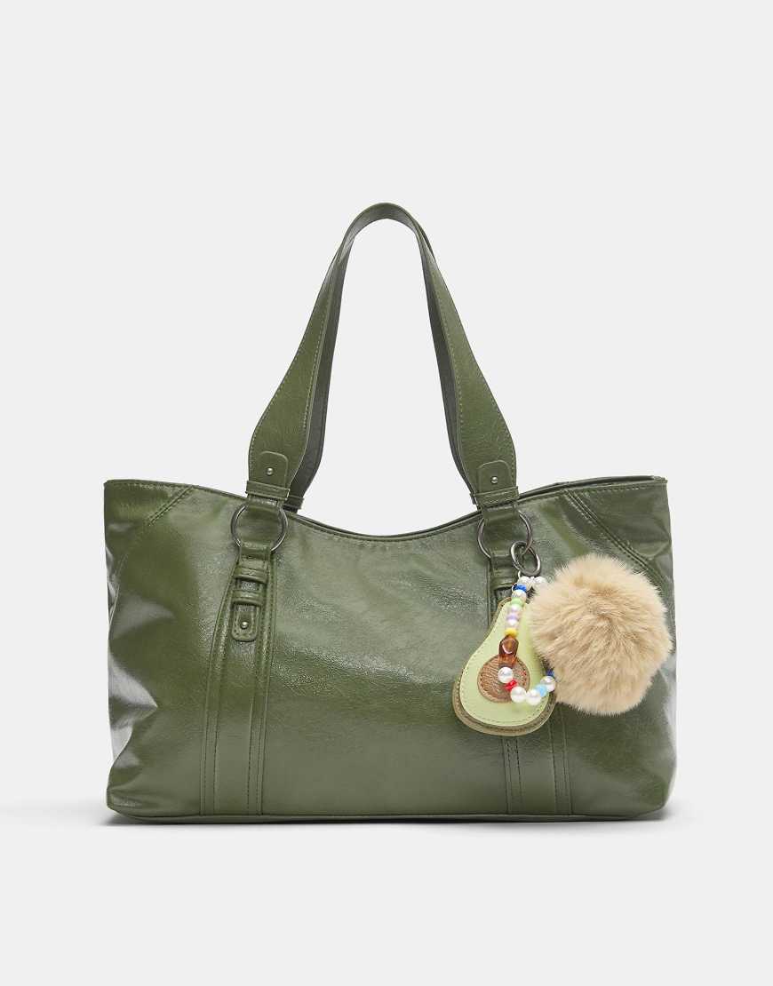 Pull & Bear - Verzierte Shopper-Tasche in Khaki-Bunt von Pull & Bear